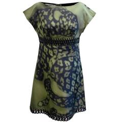 Prada Green And Black Printed Silk Dress 11