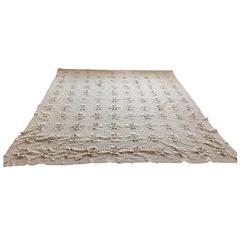 Antique Crochet Blanket Bedspread Throw Raised Flower Work Huge Edwardian