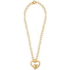 Chanel Vintage Gold Large Medallion Charm Evening Dangle Long Necklace II