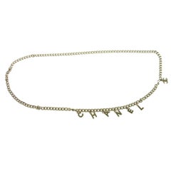 CHANEL Silver Tone 'CHANEL' Charm 2 in 1 Necklace /  Waist Belt 