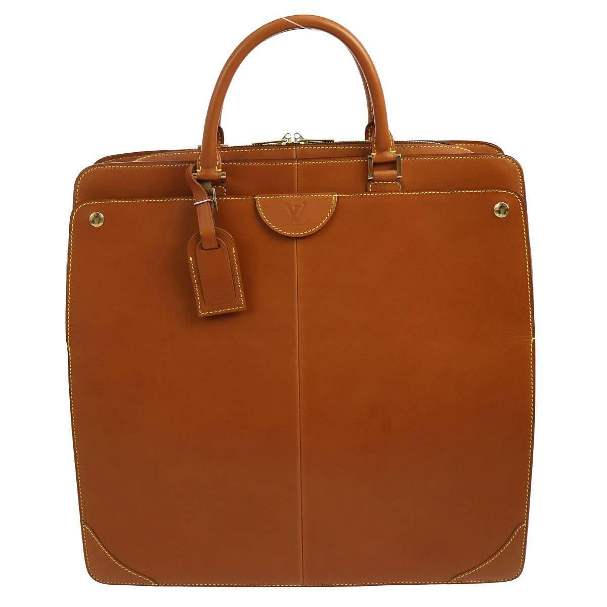 Louis Vuitton Cognac Leather Carryall Men's Women's Travel Top Handle Tote Bag