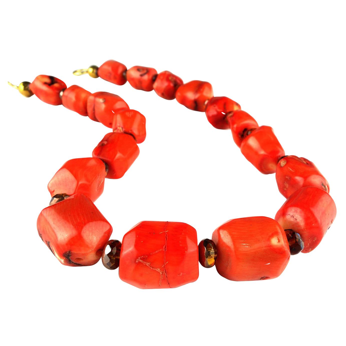 Polished Orange Coral Necklace