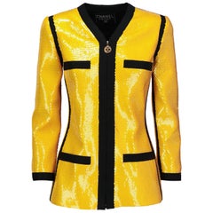 1990s Chanel Yellow Sequins Jacket