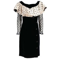 1980s Valentino Black Velvet Dress