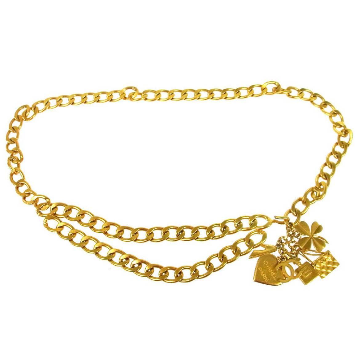 Chanel Gold Favorite Things Charm Statement Evening Chain Link Waist Belt 