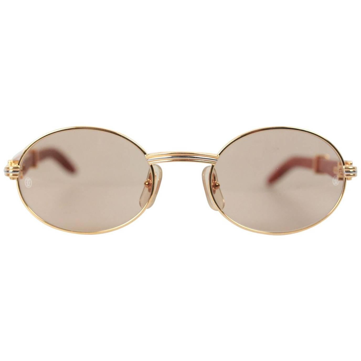 CARTIER Paris GIVERNY Palisander ROSEWOOD Rare Gold Sunglasses 53-22 135B  NOS For Sale at 1stDibs | cartier 135b, 53-22, cartier bagatelle and giverny