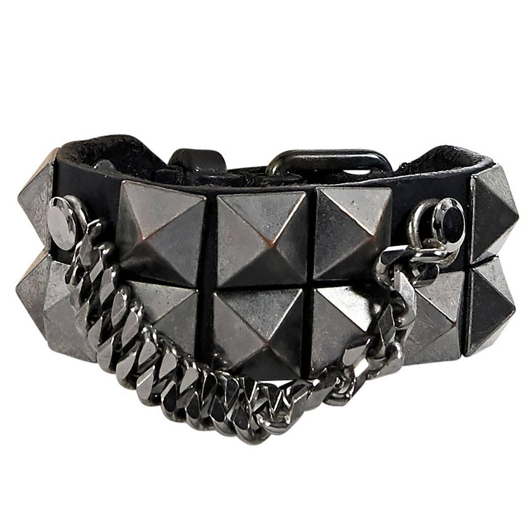 Black Burberry Studded Leather Cuff