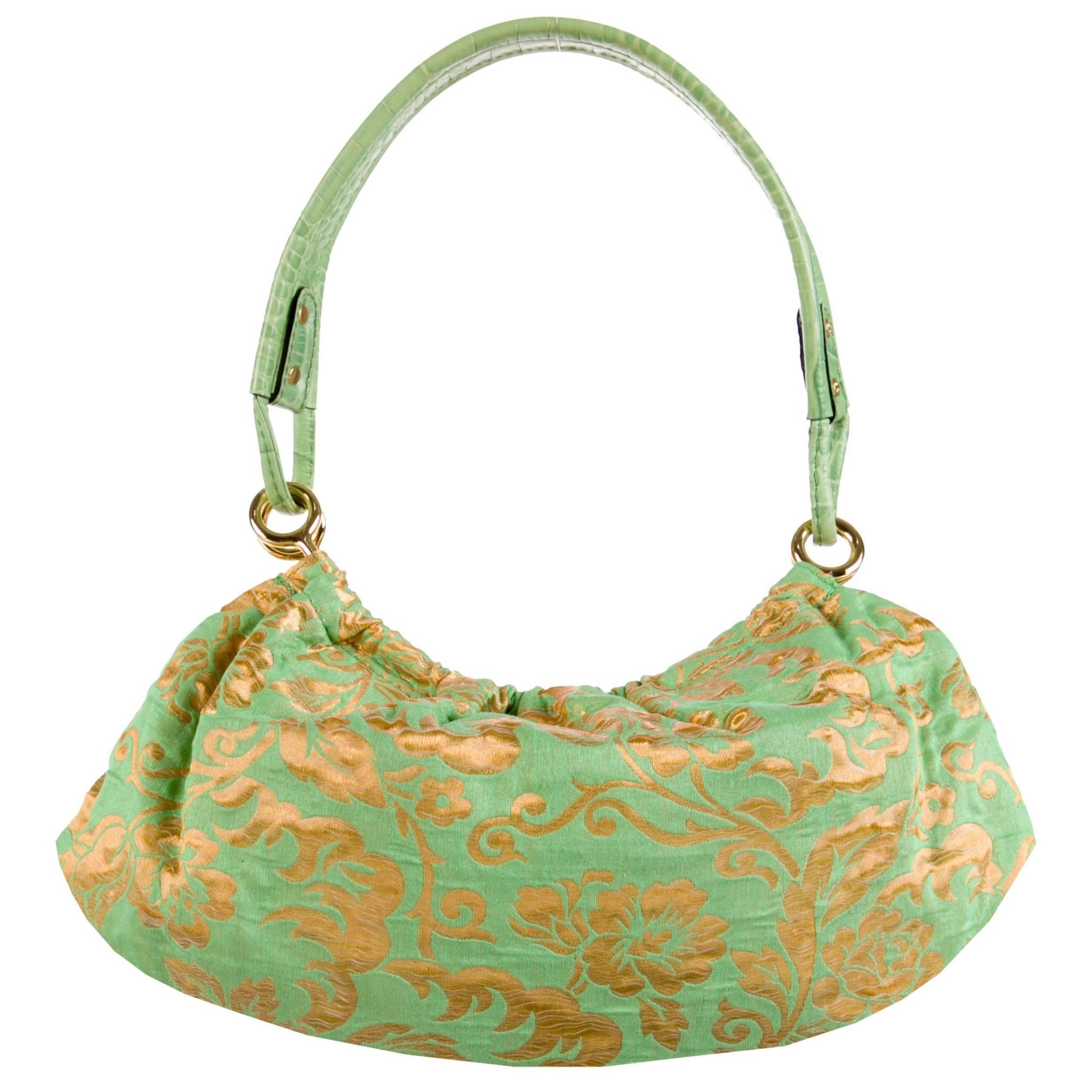 Brown New Kate Spade Spring 2005 Green Brocade Evening Bag 