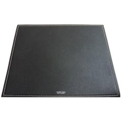 Hermes Black Blue Leather Men's Miscellaneous Gift Desk Table Pad