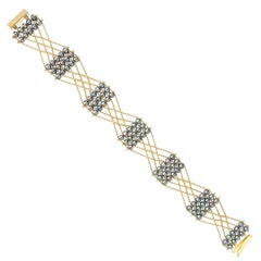 Estyn Hulbert Blue Pearl Gold Celtic Knot Chain Bracelet