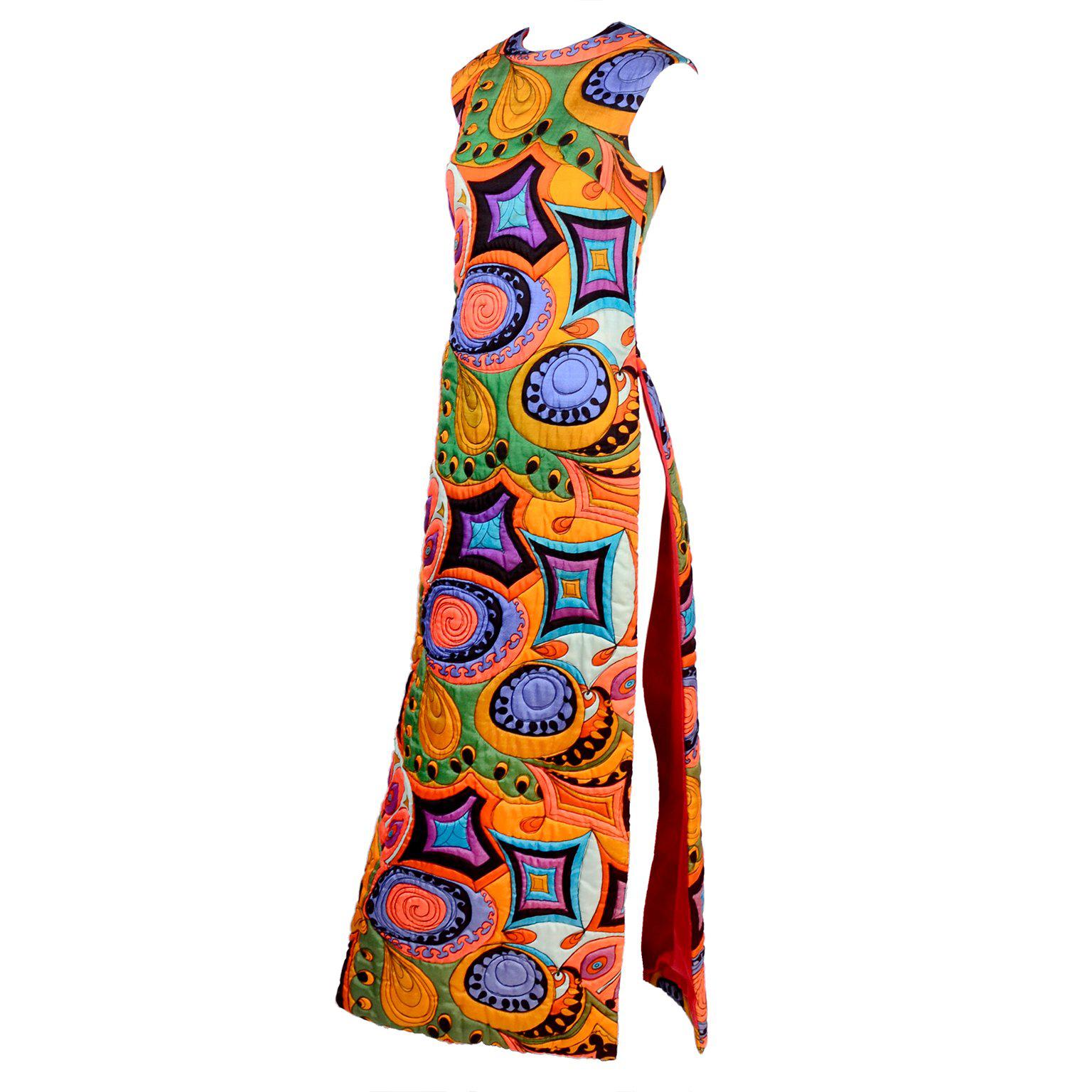 1960s Cotton Novelty Print Tropical Parrot Hostess Dress Vintage Hostess Gown VINTAGE 1960s 1960s Hostess Gown