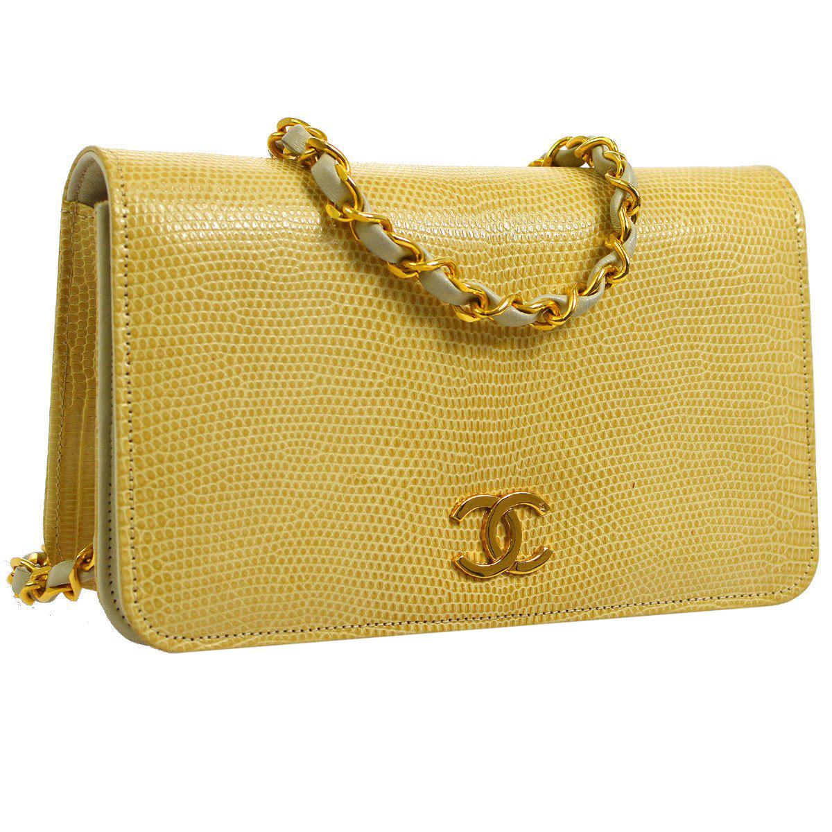 Chanel Nude Lizard Gold WOC Clutch Evening Flap Shoulder Bag