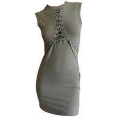 Christian Dior by John Galliano Military Green Mini Dress Corset Lace Details