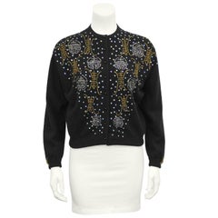 Vintage 1950s Black Hong Kong Beaded Sweater