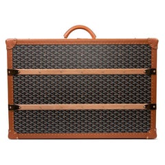 Goyard brown monogram Canvas and Leather Large Travel trunk 