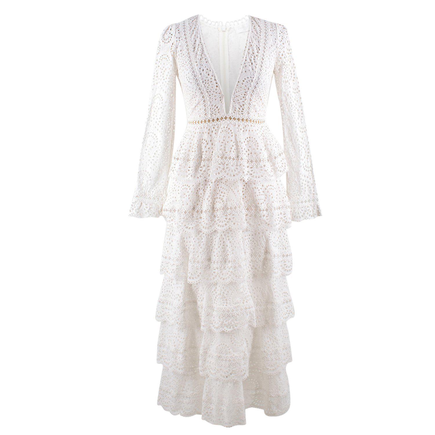 Zimmermann Bayou Cotton Broderie Anglaise Midi Dress US size 0 For Sale