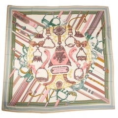 Hermes Scarf Shawl Duo d'Etriers Cashmere and Silk 140cm Equestrian Print