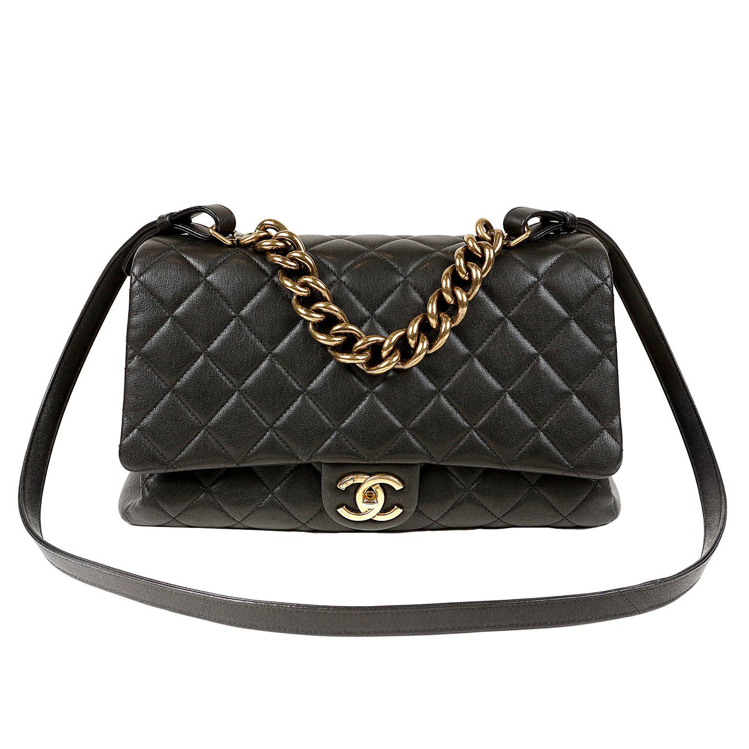 Chanel Black Leather Large Flap Bag