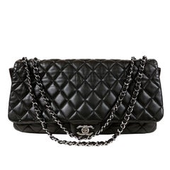 Chanel Black Leather Jumbo Coco Rain Flap Bag 