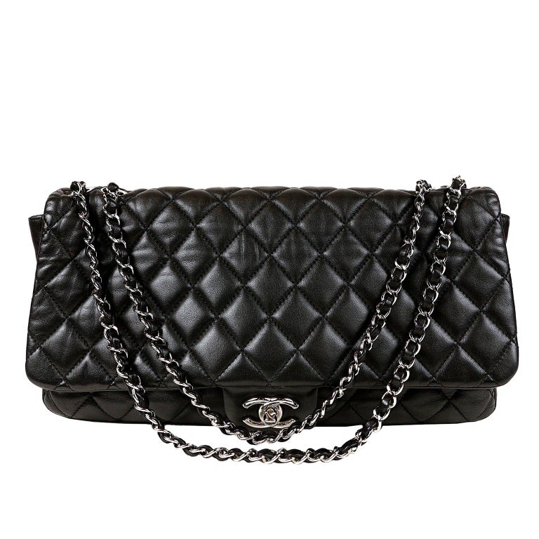 Chanel Black Leather Jumbo Coco Rain Flap Bag