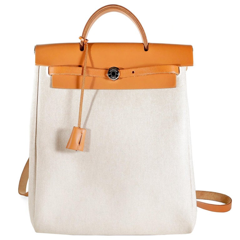 Hermès Toile and natural Leather Her Bag Backpack at 1stDibs backpack