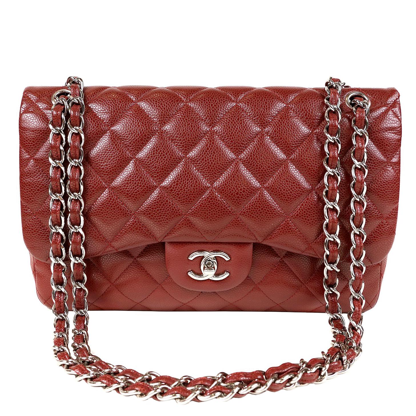 Chanel Red Caviar Jumbo Classic Flap Bag