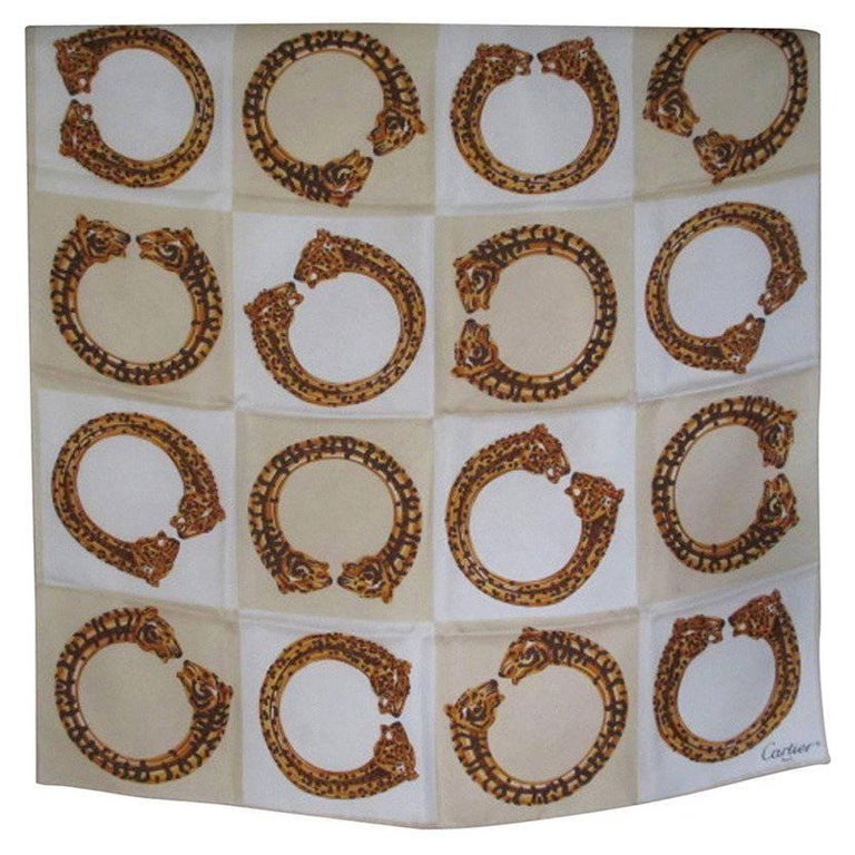 Cartier vintage 100 silk scarf For Sale at 1stdibs