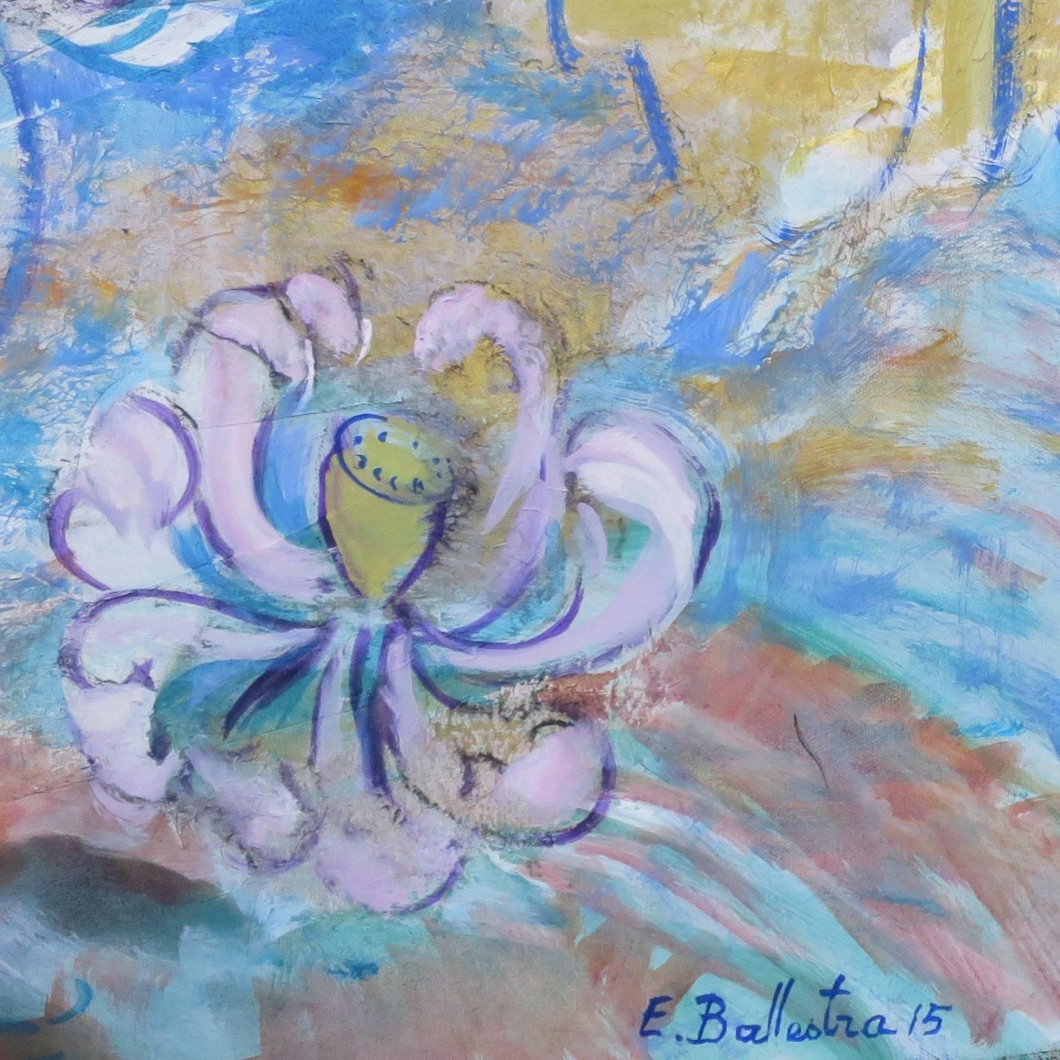 Lotus - Expressionist Painting by Evelyne Ballestra