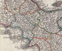 Hand-Colored Map of Southern Italy, circa 1744