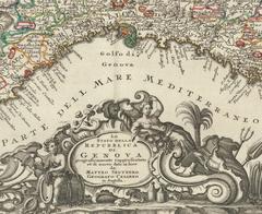 Hand-Colored Map of Genoa, circa 1744