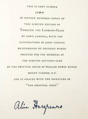 Alice's Adventures in Wonderland and Through the Looking Glass, Signed