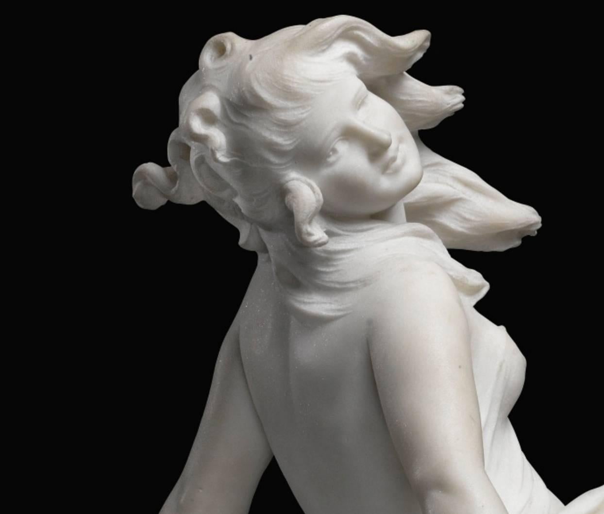A very fine Italian marble sculpture of a sea water mermaid (naiad) by Dante Zoi.

19th century.

Signed D. Zoi.
  