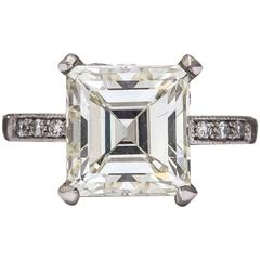 Vintage Asscher/Emerald Cut 3.5 Carat Diamond Platinum Engagement Ring 9