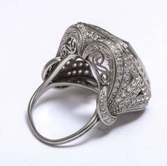 Rare Vintage Kunzite and Diamond Platinum Ring