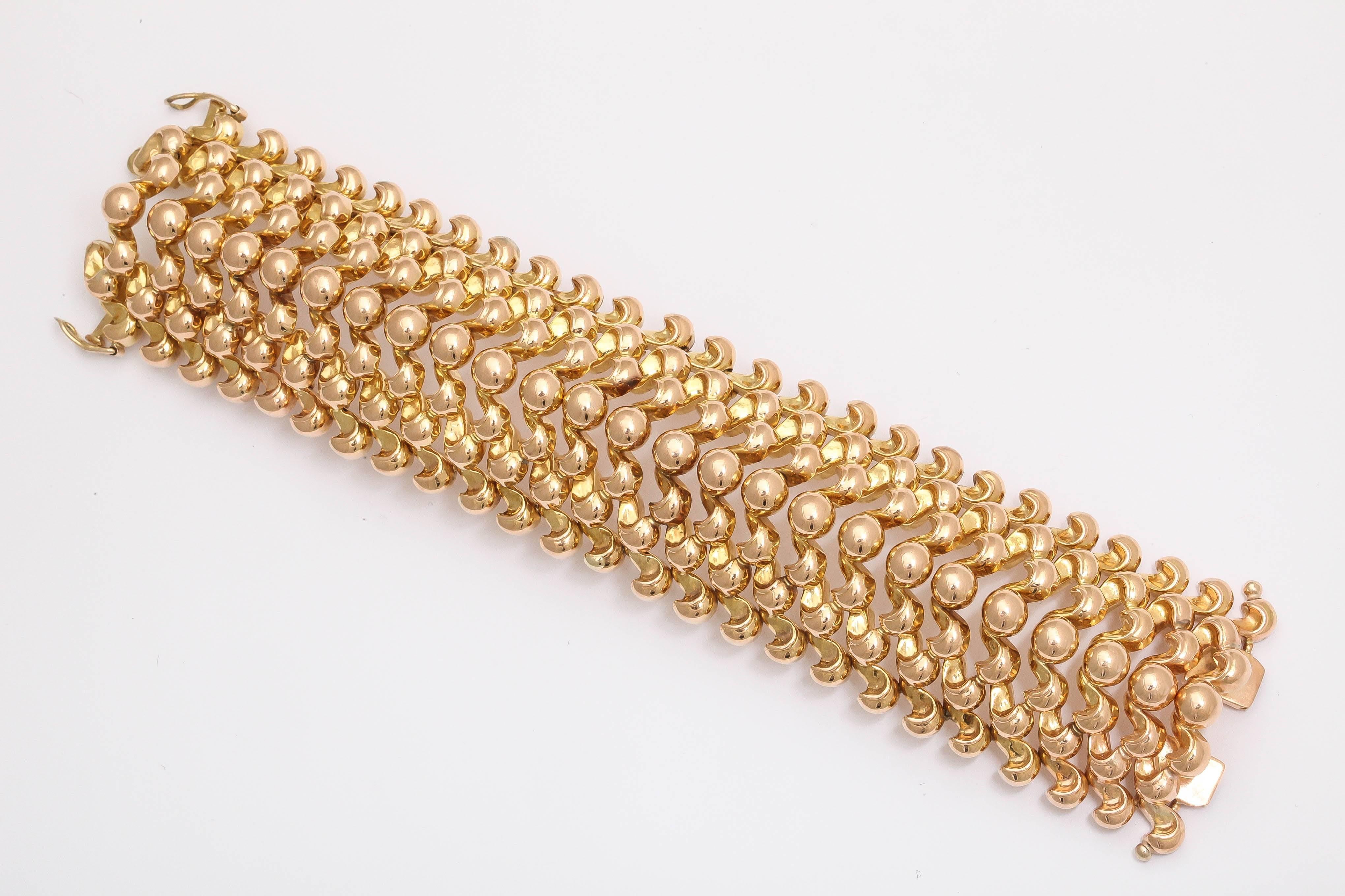 Retro Wide  Gold Bead  Cuff Bracelet 1