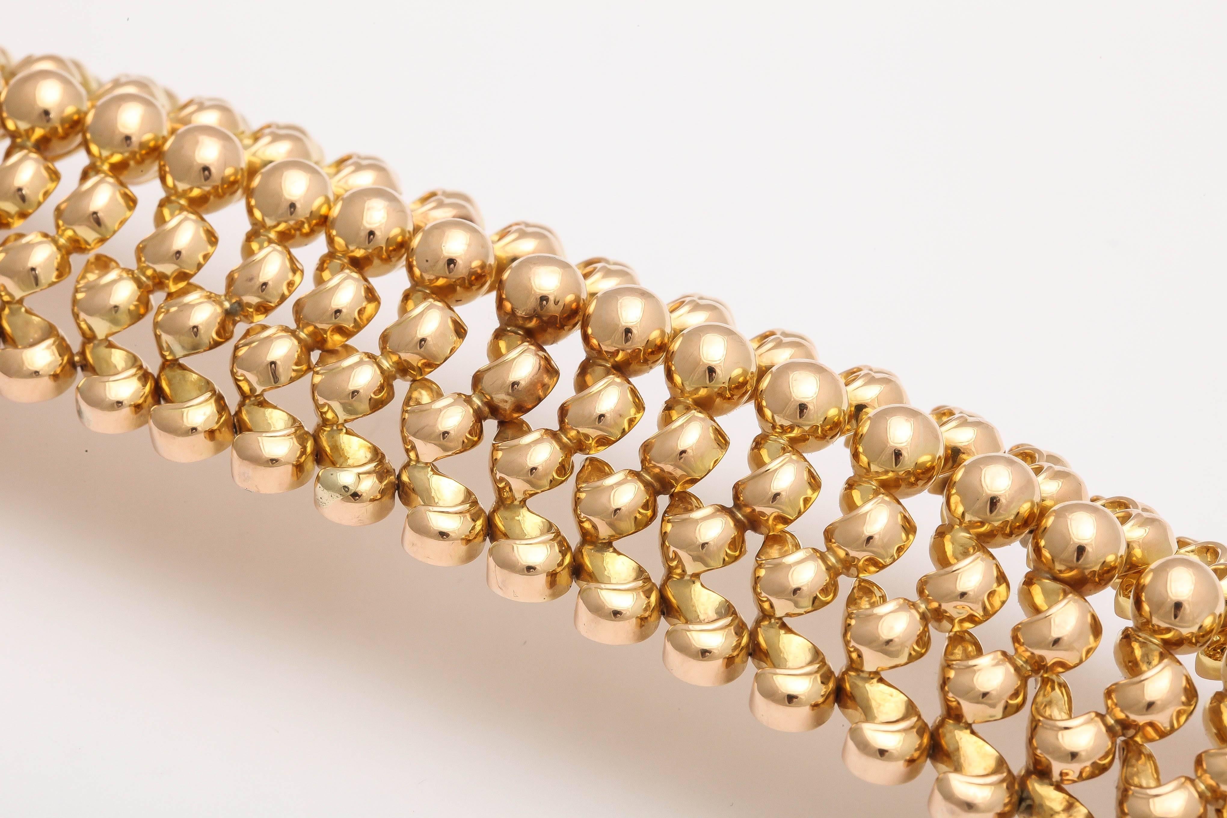 Retro Wide  Gold Bead  Cuff Bracelet 2