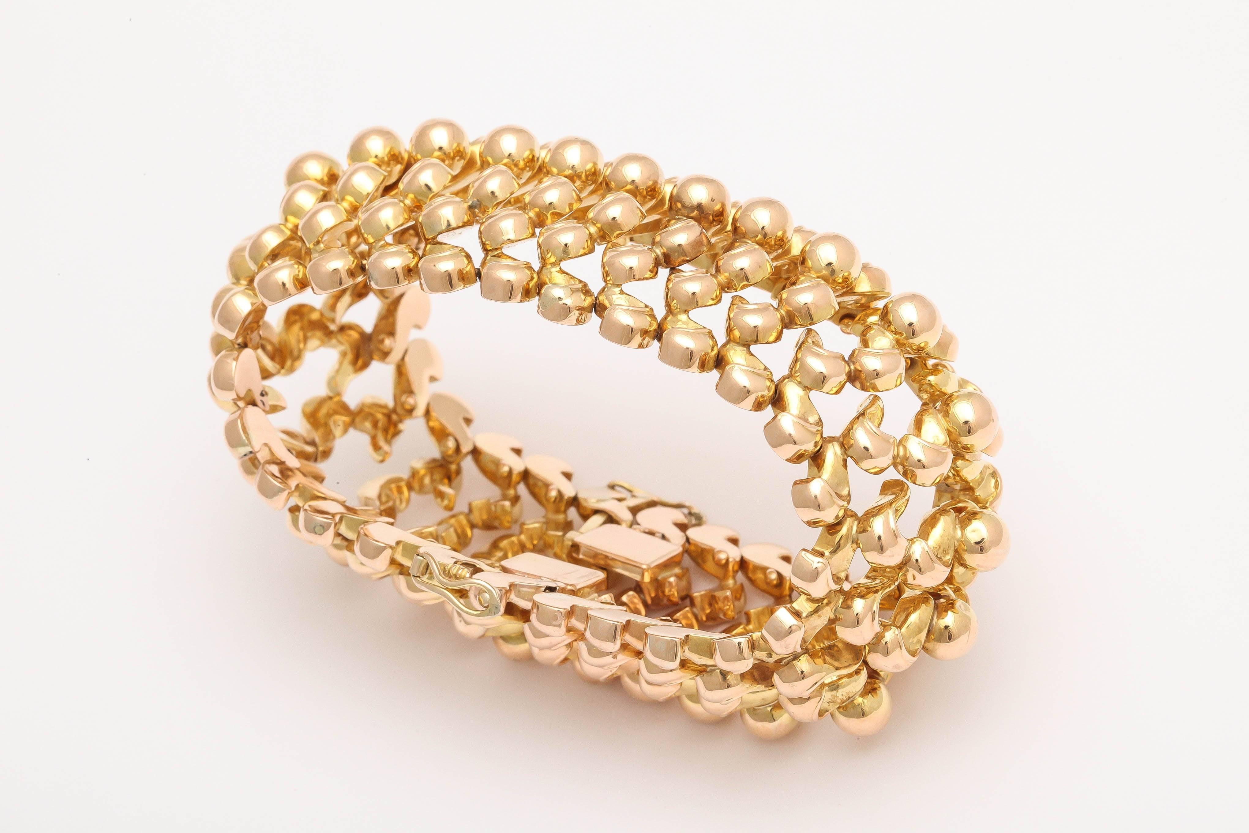 Retro Wide  Gold Bead  Cuff Bracelet 3