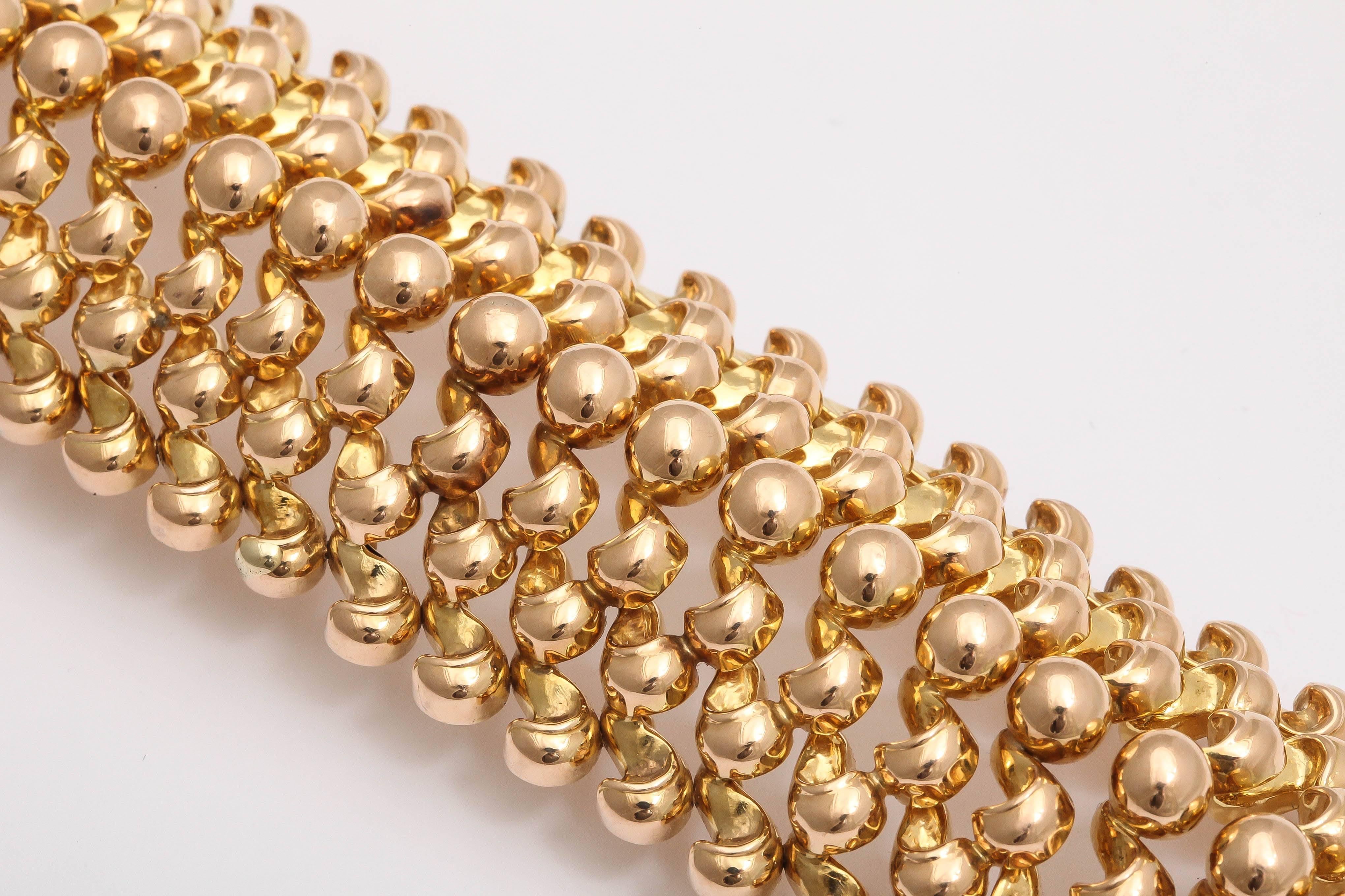Retro Wide  Gold Bead  Cuff Bracelet 5