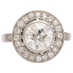 Vintage European Cut Diamond Target  Engagement Ring