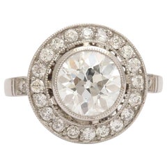 Vintage European Cut Diamond Target Engagement Ring