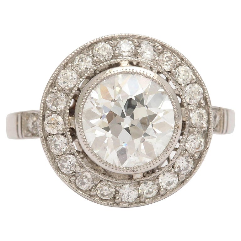Vintage European Cut Diamond Target Engagement Ring For Sale at 1stDibs ...