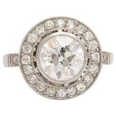 Vintage European Cut Diamond Target Engagement Ring 6