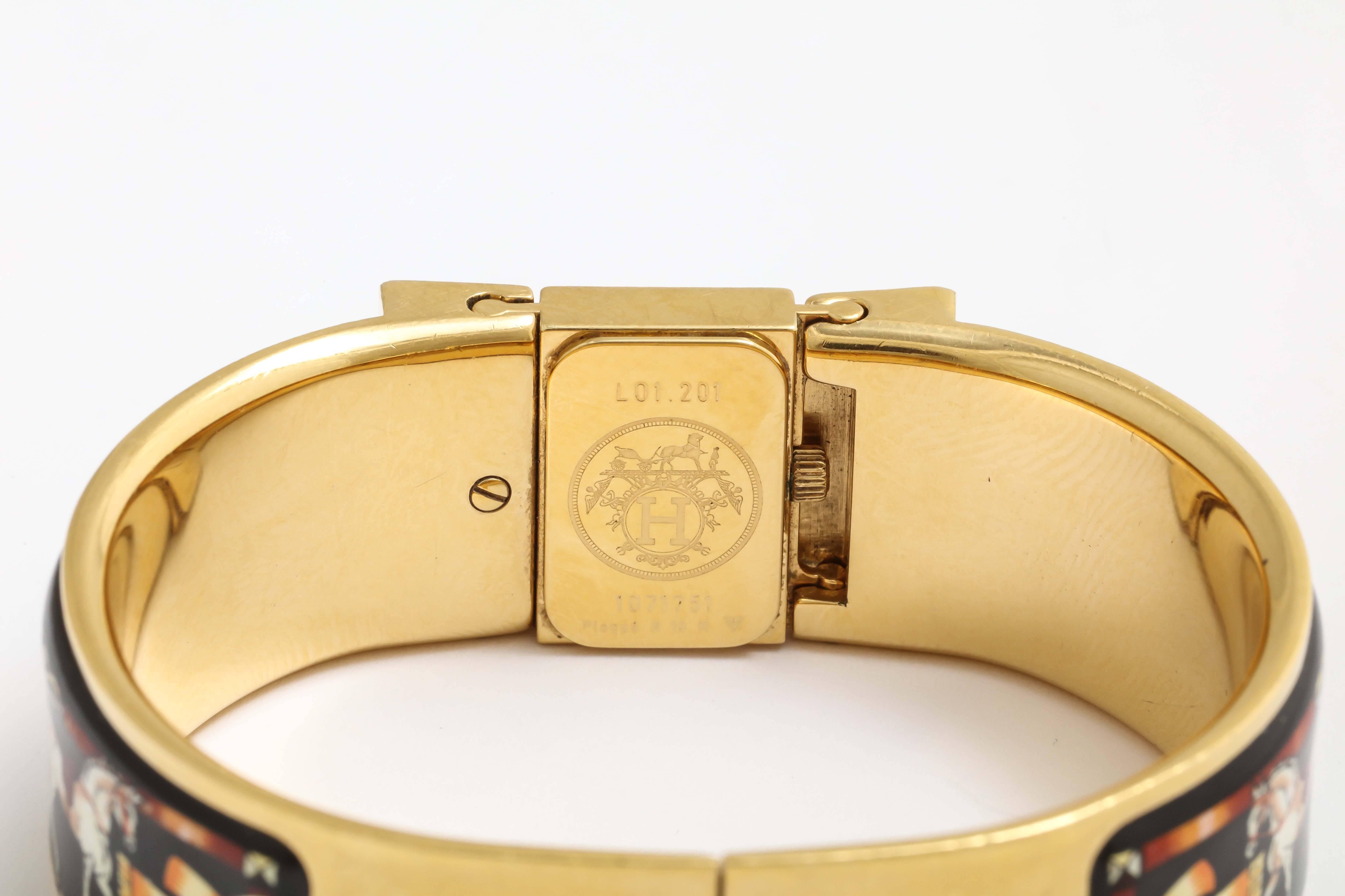 Modern Hermes Equestrian Design Enamel Bangle Watch For Sale