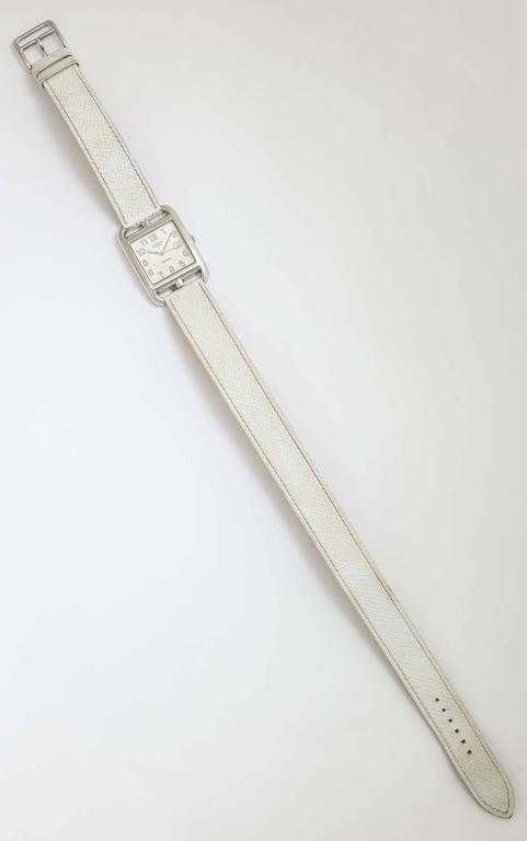 Hermes Cape Cod Automatic White Double Strap For Sale at 1stDibs