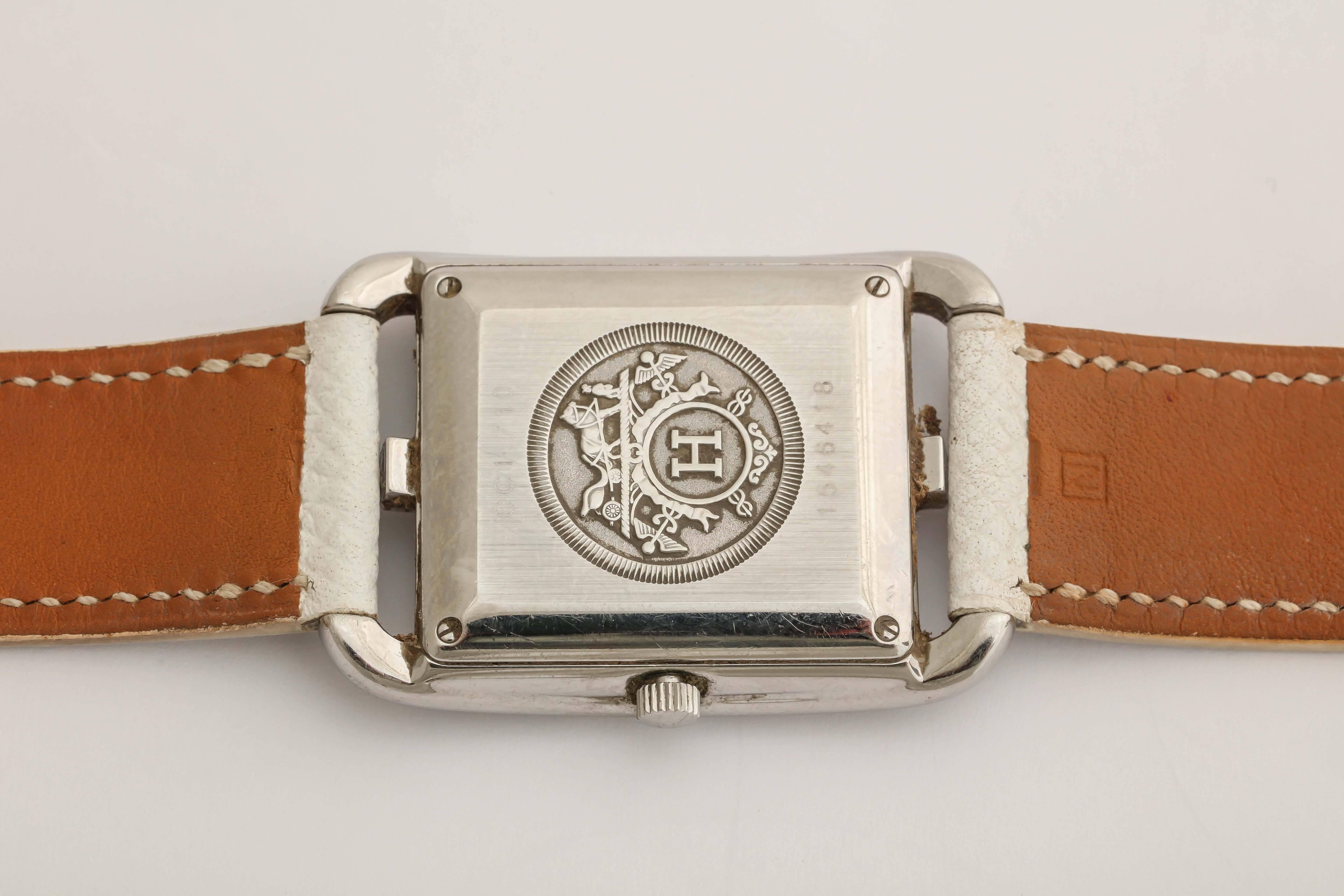 Hermes Cape Cod Automatic White Double Strap For Sale 2