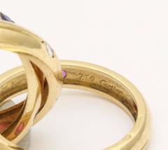 Vintage Cartier Ruby, Diamond and Sapphire Gold Trinity Ring