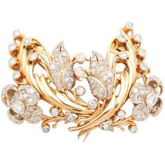 French Retro Diamond and Gold Clip or Brooch 6