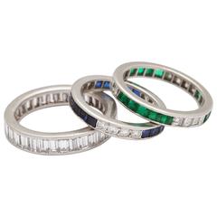 Art Deco Eternity Bands of Sapphires, Emeralds and Diamonds 8