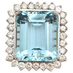 Large H.Stern Aquamarine and Diamond Platinum and Gold Ring 4