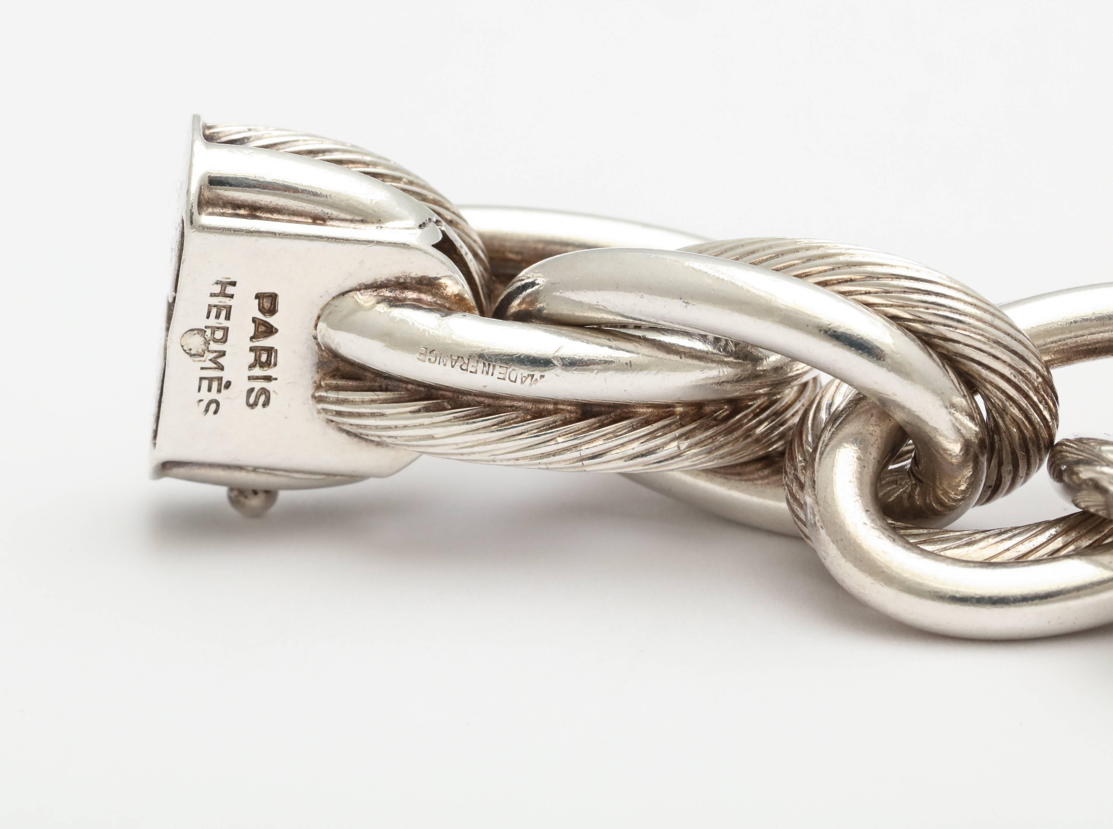 A wonderful chain link sterling silver bracelet marked Hermes Paris.